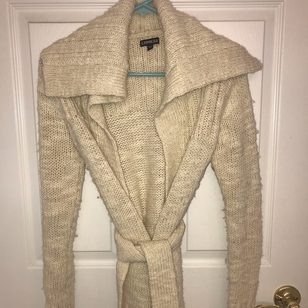 Express Cardigan - Gold & Cream chunky knit